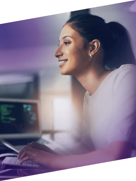woman typing on computer